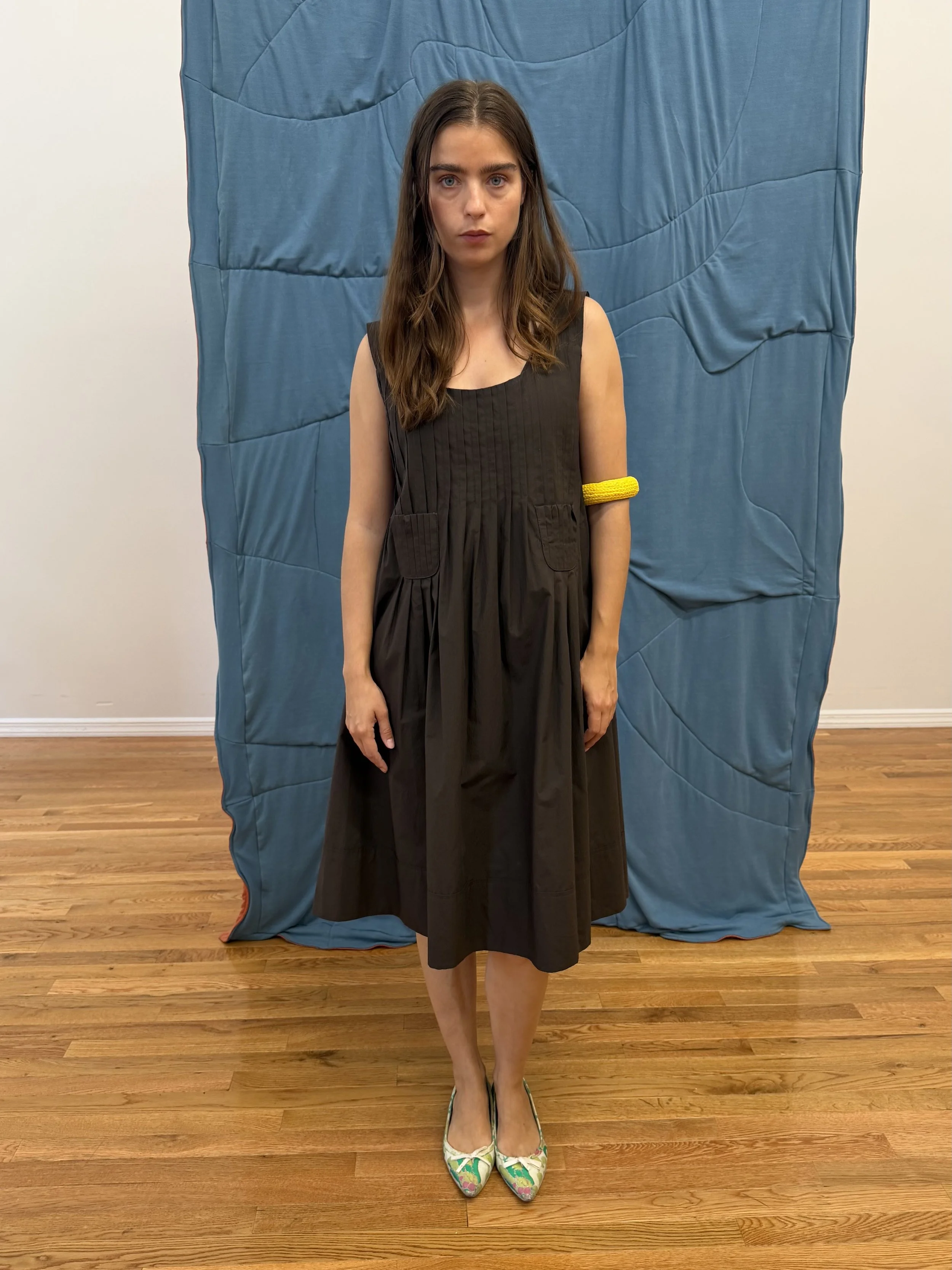 Brown Pleated Dress