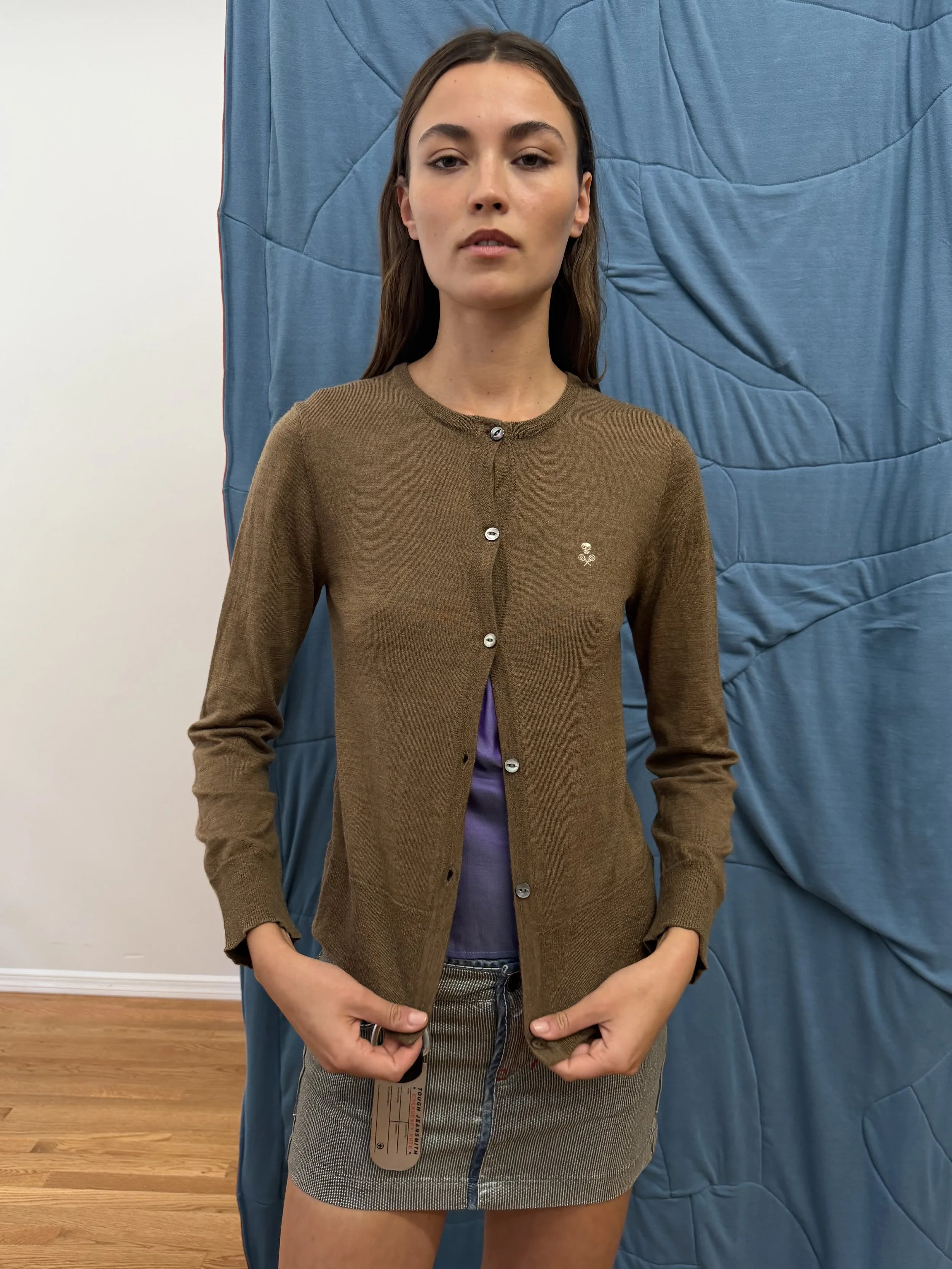 brown cardigan