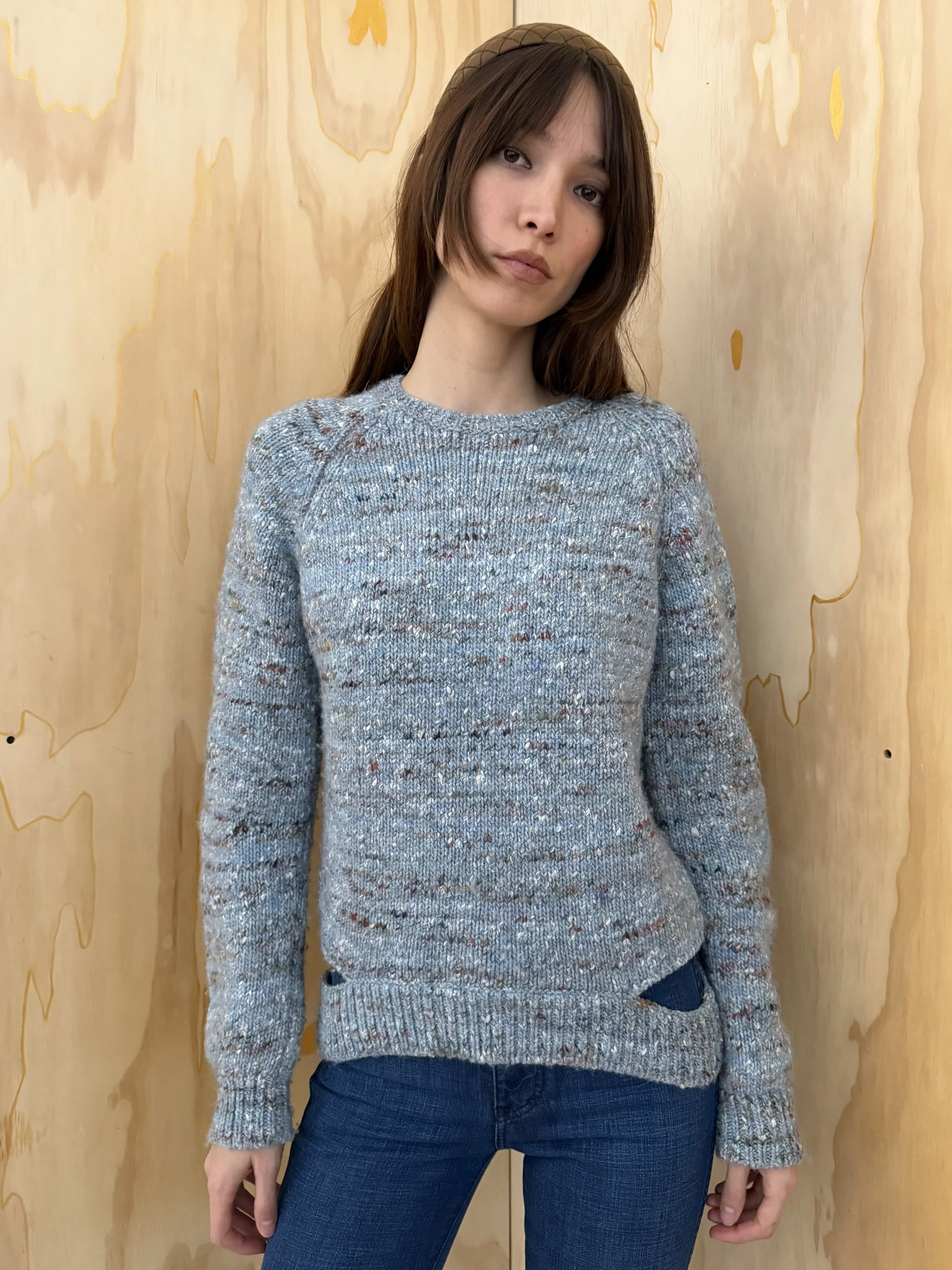 Blue Slitted Sweater