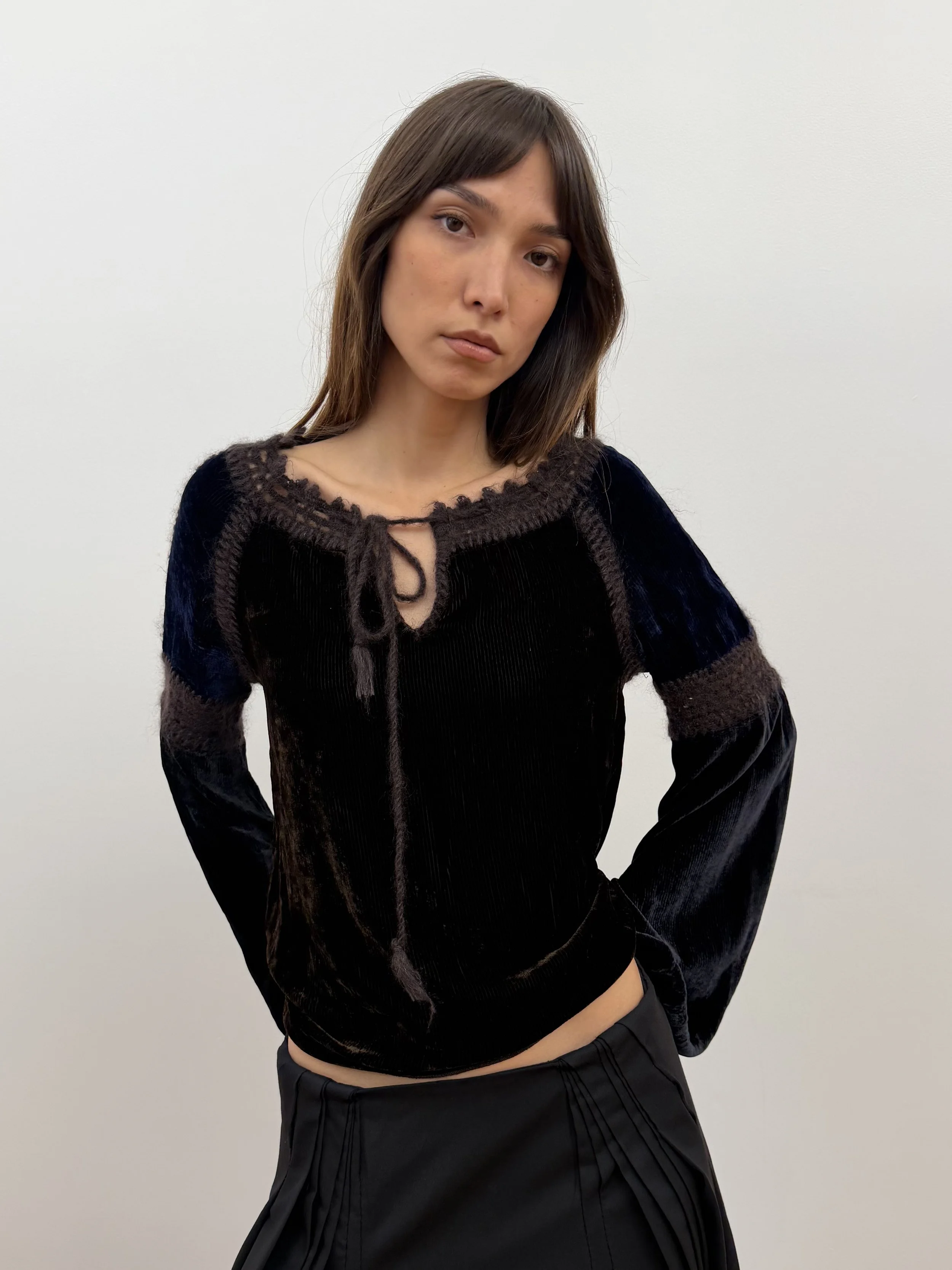 Crochet Velvet Top