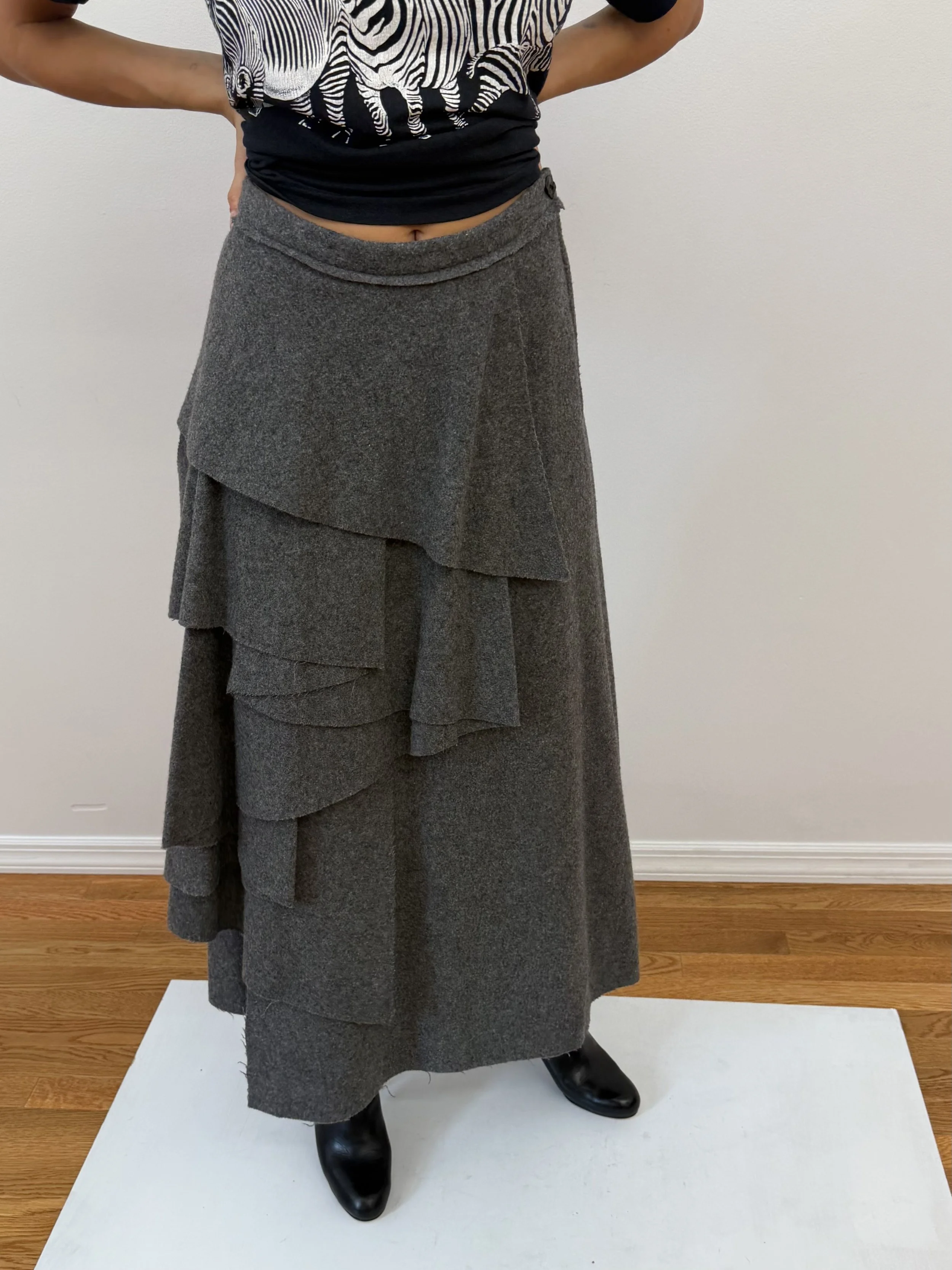 Tiered Wool Skirt