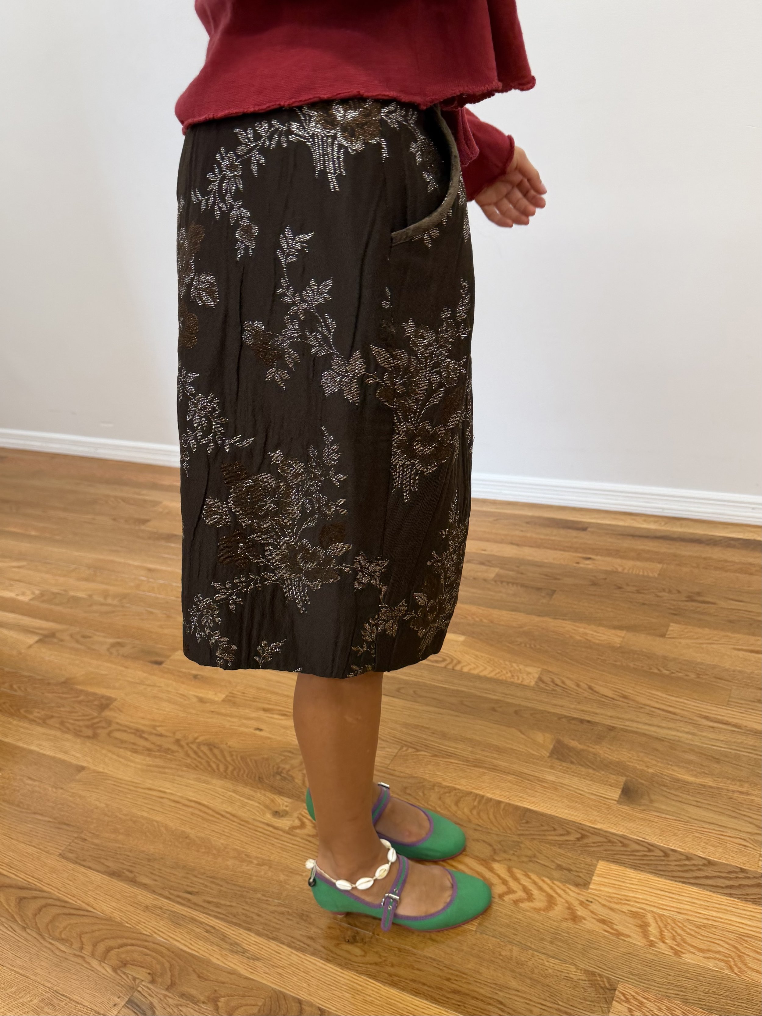 Brown Floral Skirt
