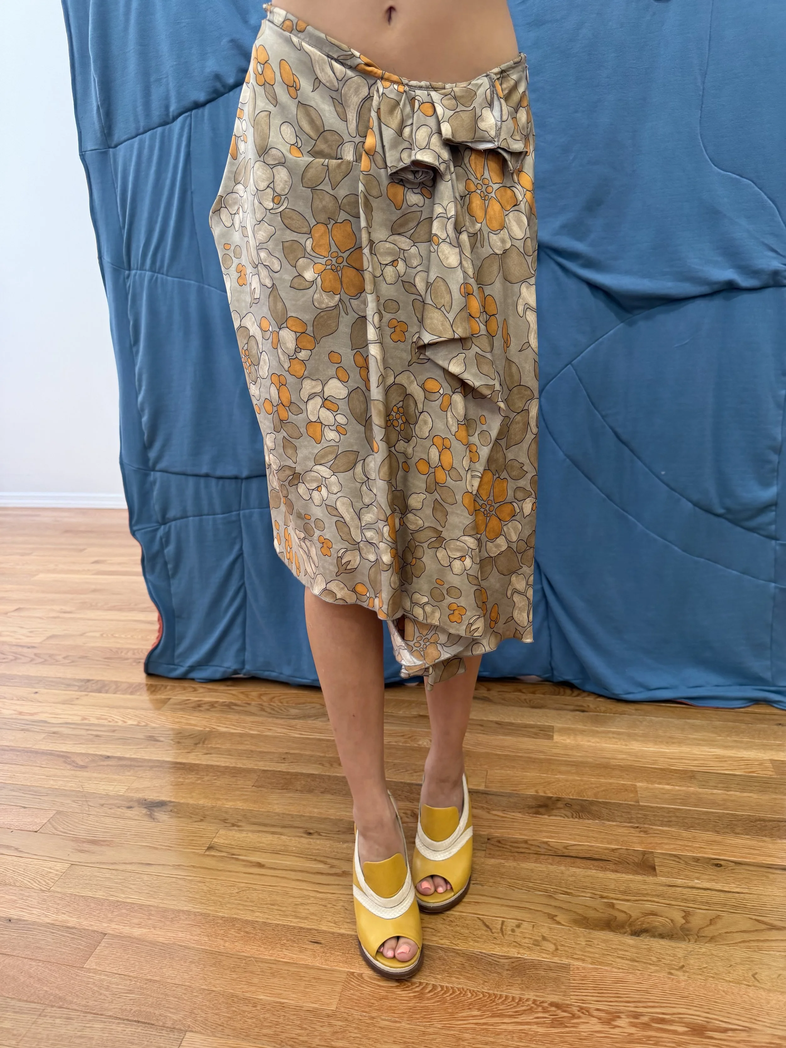 Floral Silk Skirt