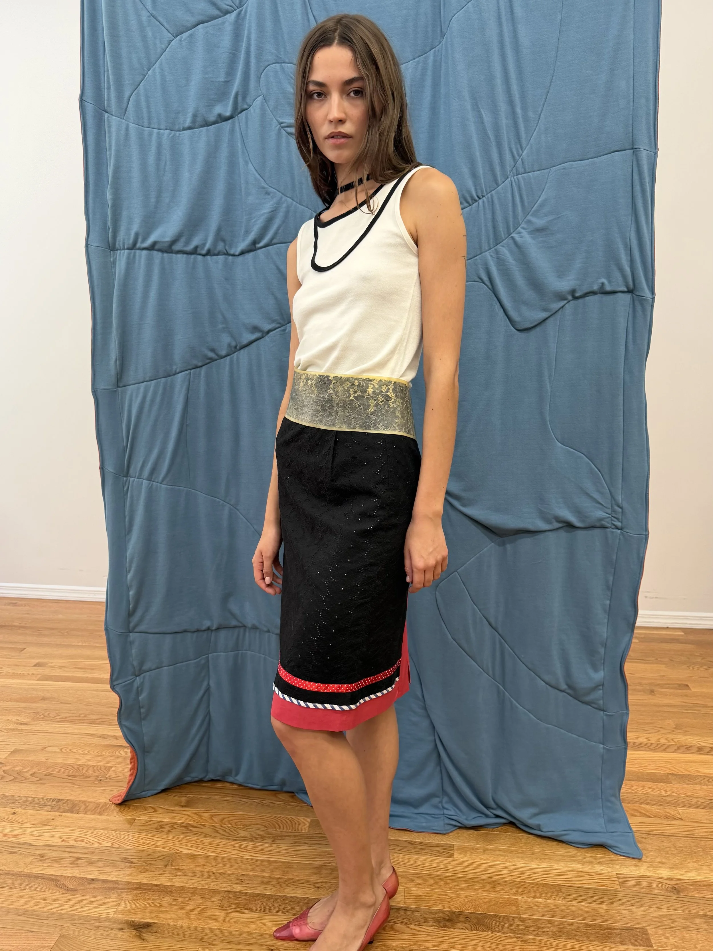 Eyelet Pencil Skirt