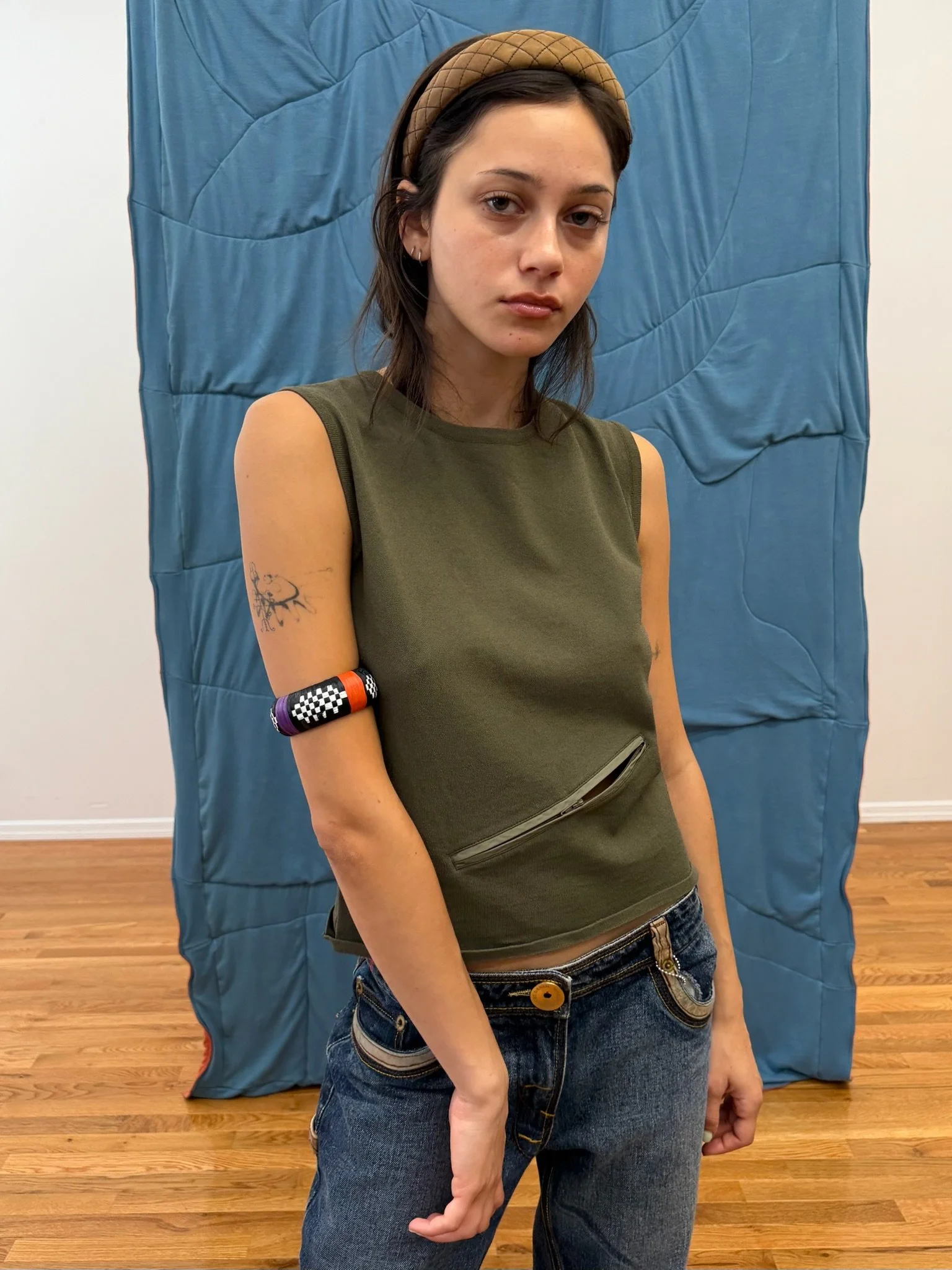 Khaki Zipper Tank