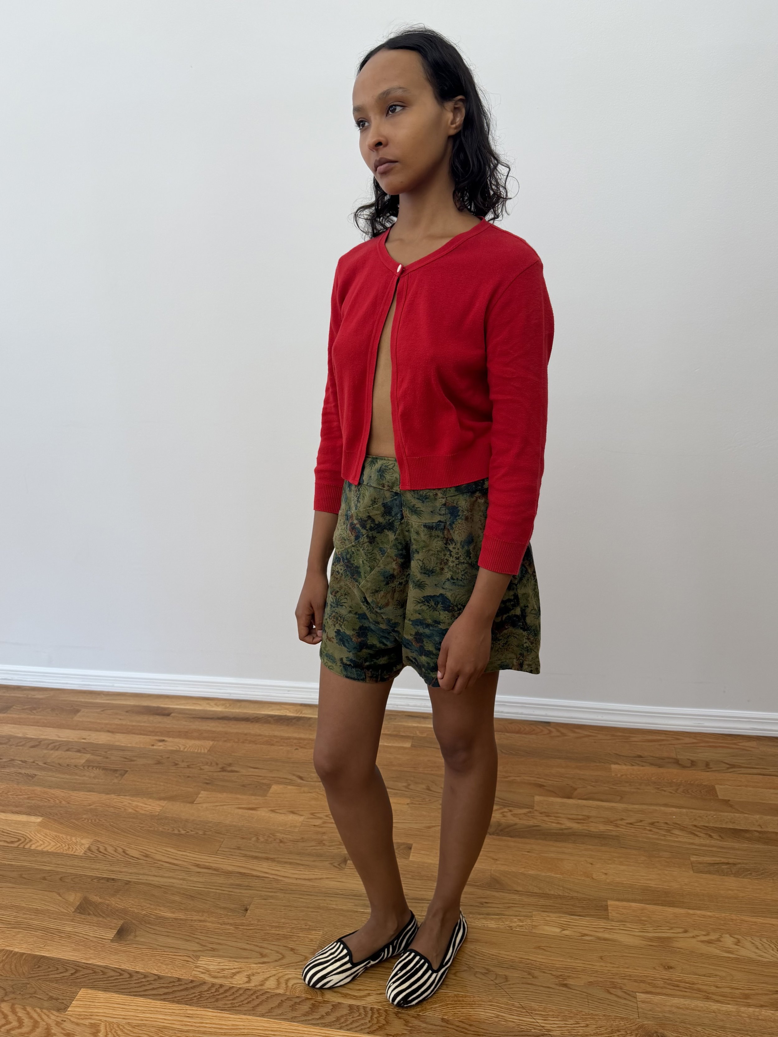 Green Patterned Shorts