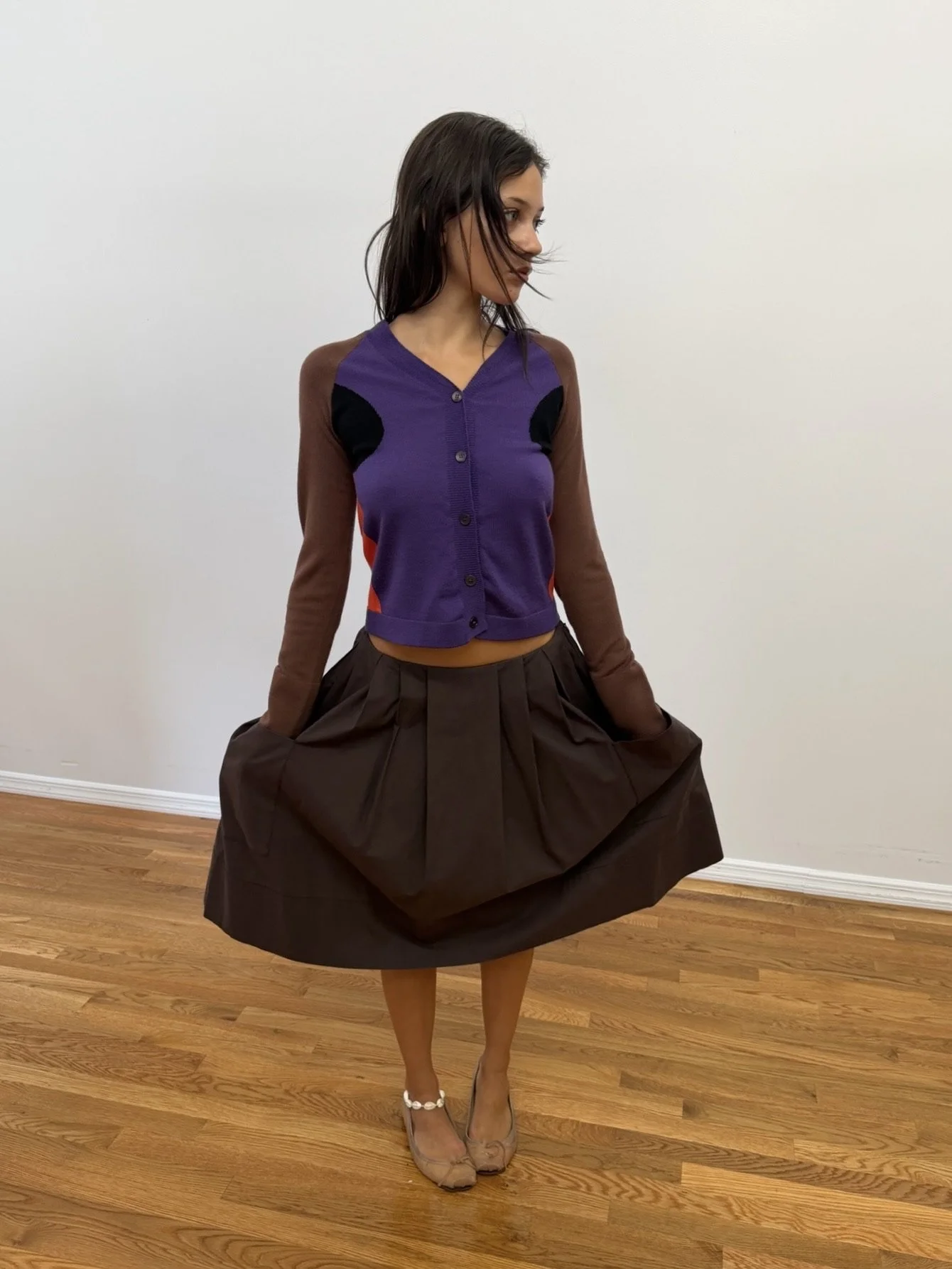 Brown Pleated Skirt