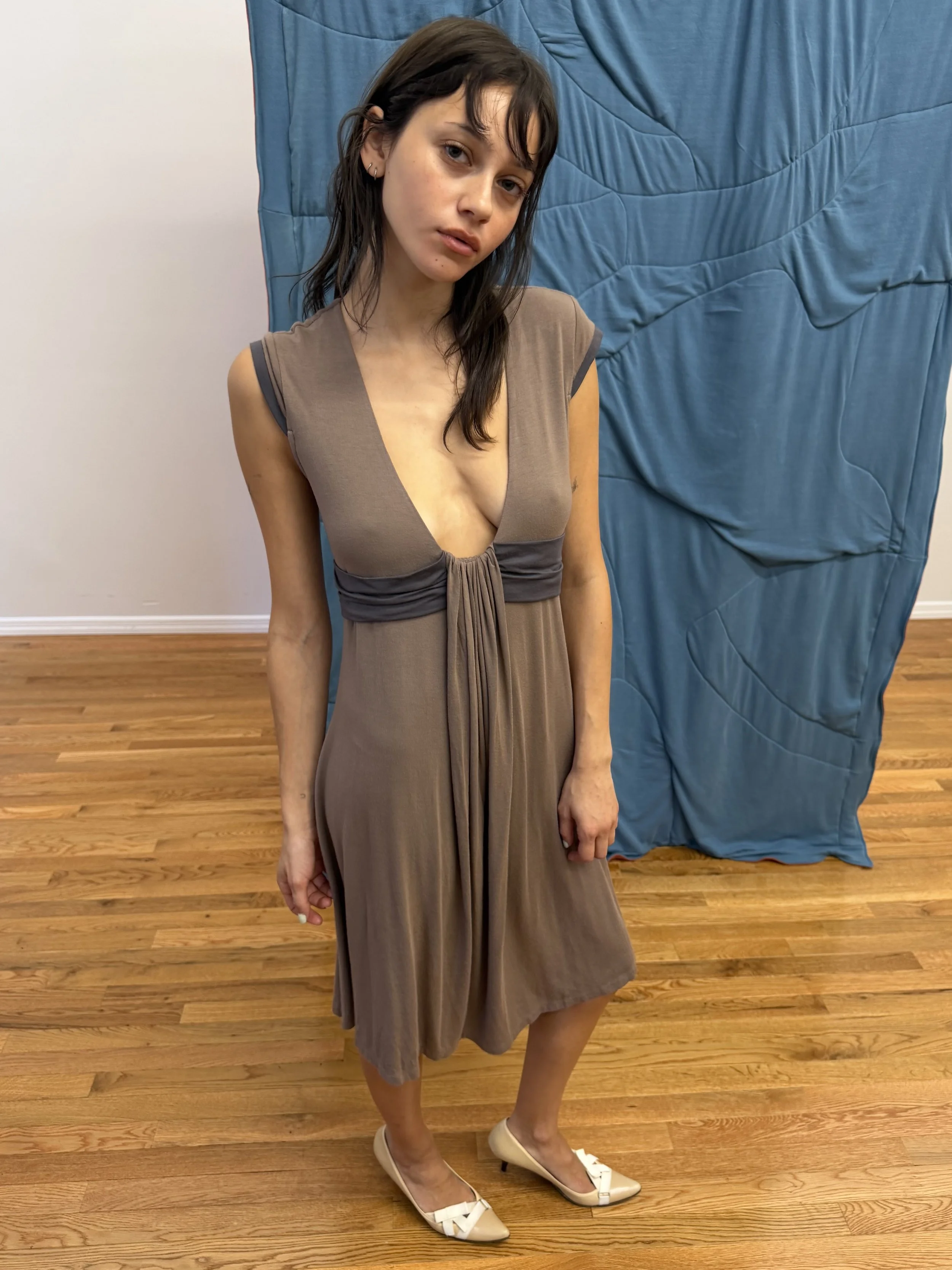 Brown Low Cut Dress