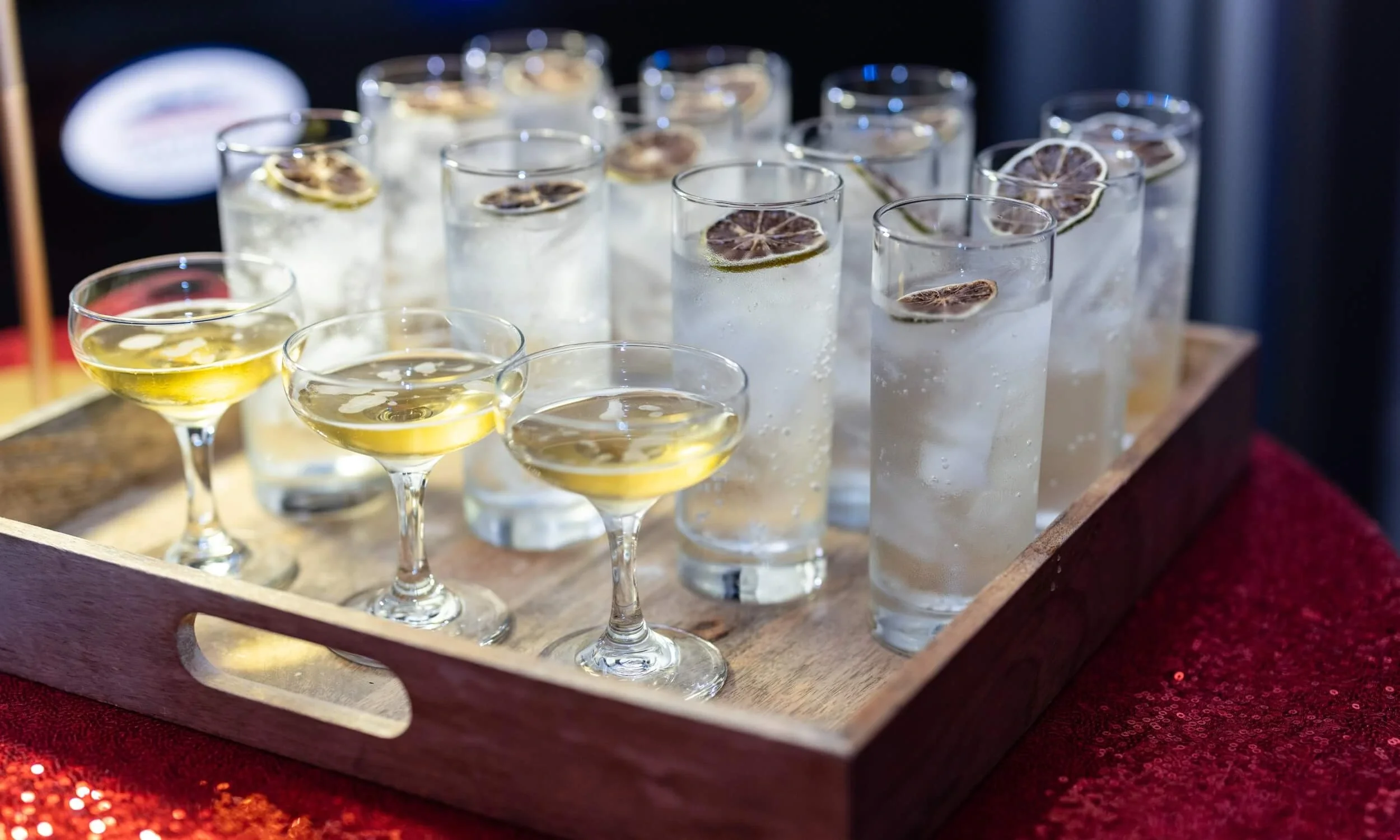 tray of cocktails