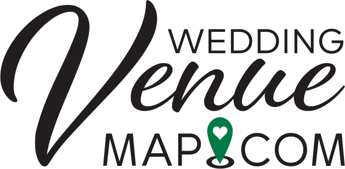 Wedding Venue Map logo with a heart-shaped map pin icon