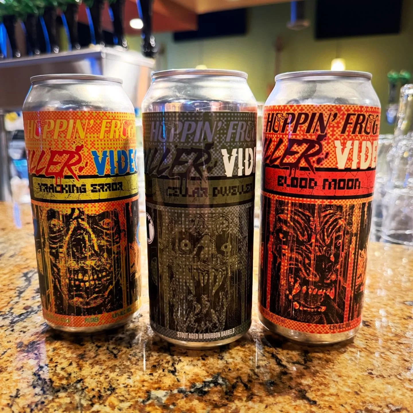 Excited to announce that Killer Video is providing the Official Beer of HorrorRealm! We have teamed up with Chris Garofalo to design these awesome cans and Hoppin&rsquo; Frog Brewery to craft the magic inside. All limited edition and collectible, the