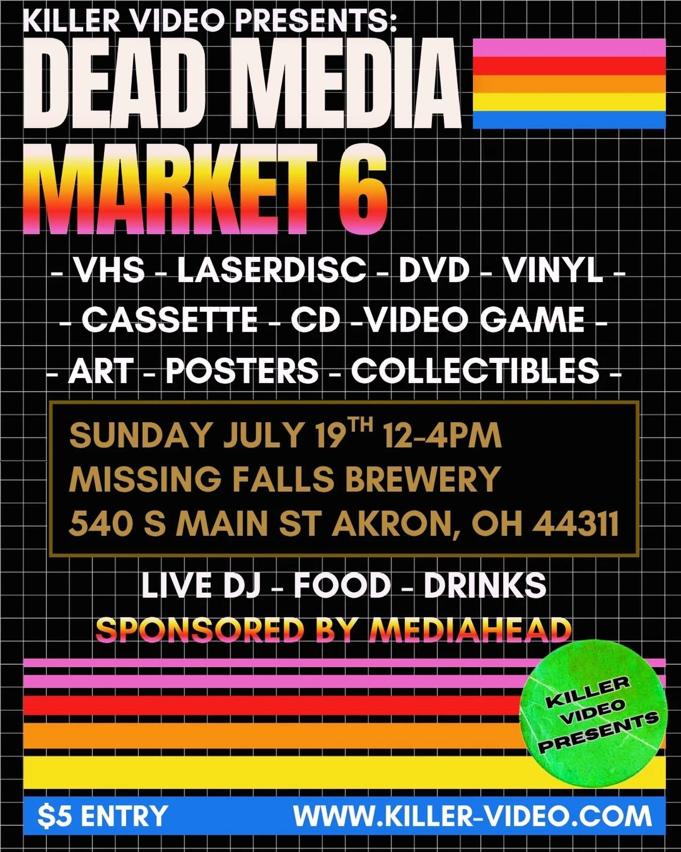 Killer Video is amped to announce the sixth installment of the Dead Media Market! After pulling in record-breaking crowds of physical media fanatics at our last events, we&rsquo;re leveling up the energy, the nostalgia, and the inventory yet again. W