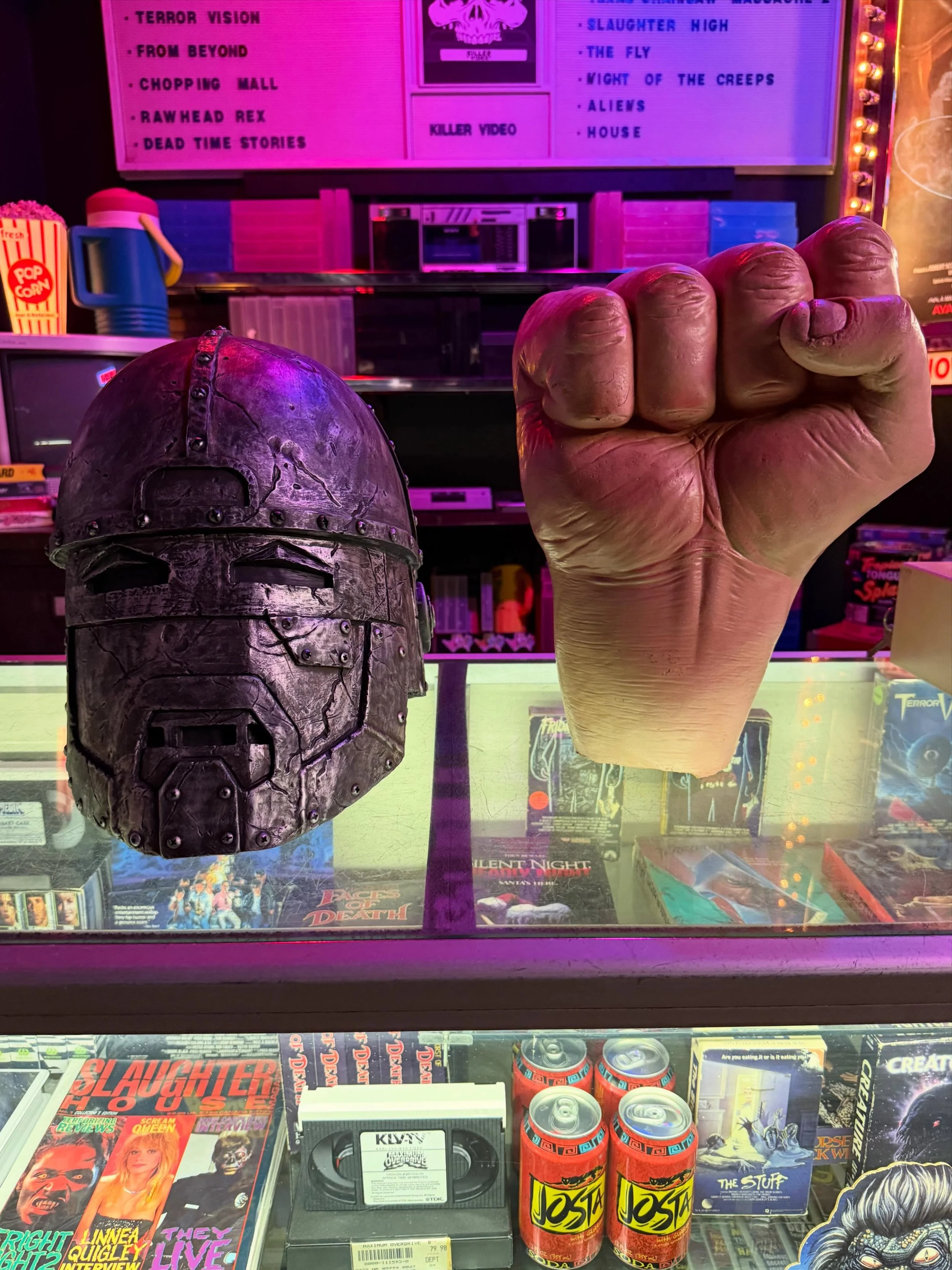 Huge shoutout and massive gratitude to the legendary Robert Kurtzman and Marcy King for this incredible donation to the museum!

Sitting proudly on the Killer Video counter are two absolute pieces of View Askewniverse history: the iconic Cockknocker 