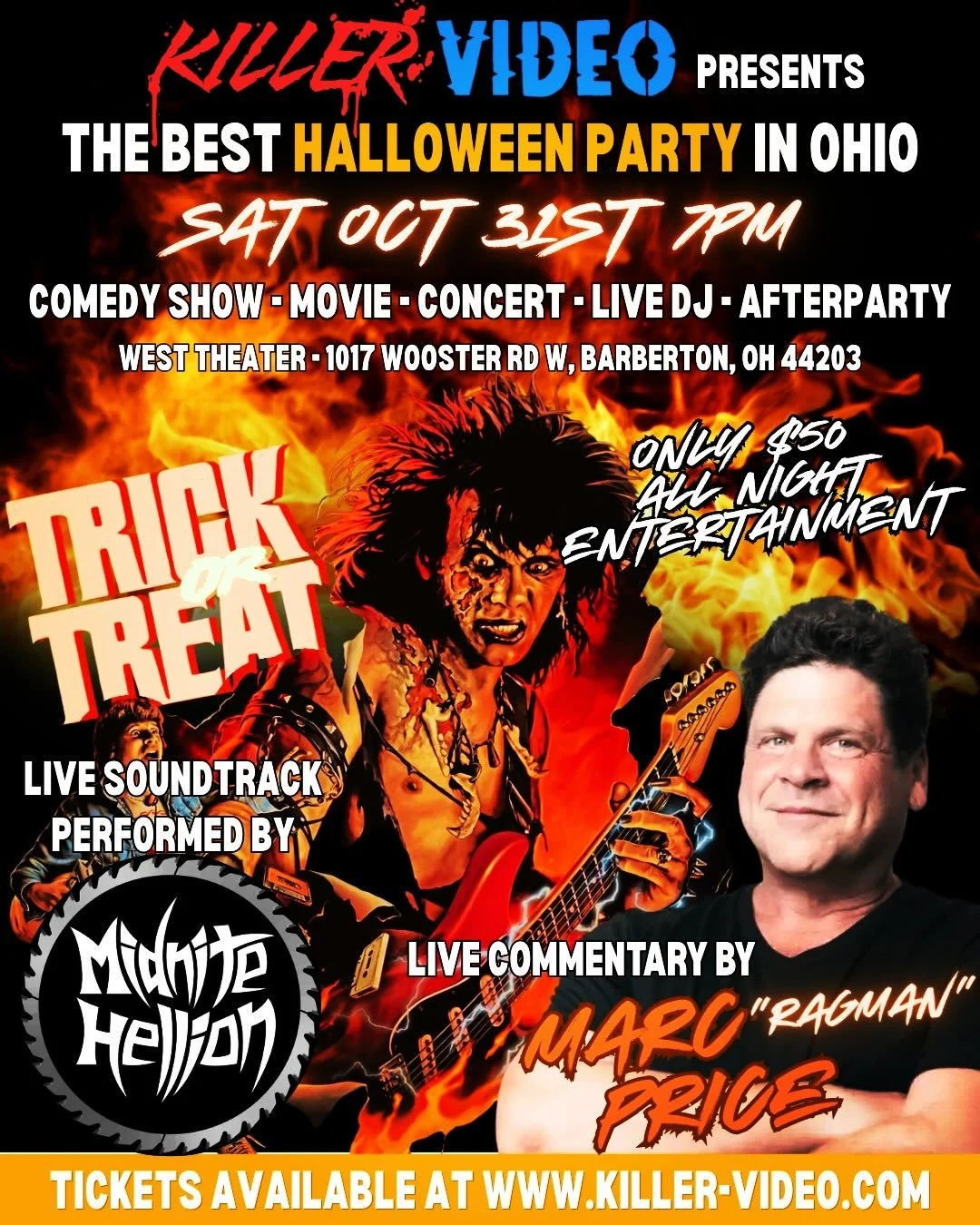 TOMORROW NIGHT: Northeast Ohio&rsquo;s ultimate Halloween blowout is taking over The West Theater! Skip the chaotic bar crawls&mdash;we&rsquo;ve packed the night with over 5 hours of non-stop live entertainment under one roof.

Live comedy, heavy met
