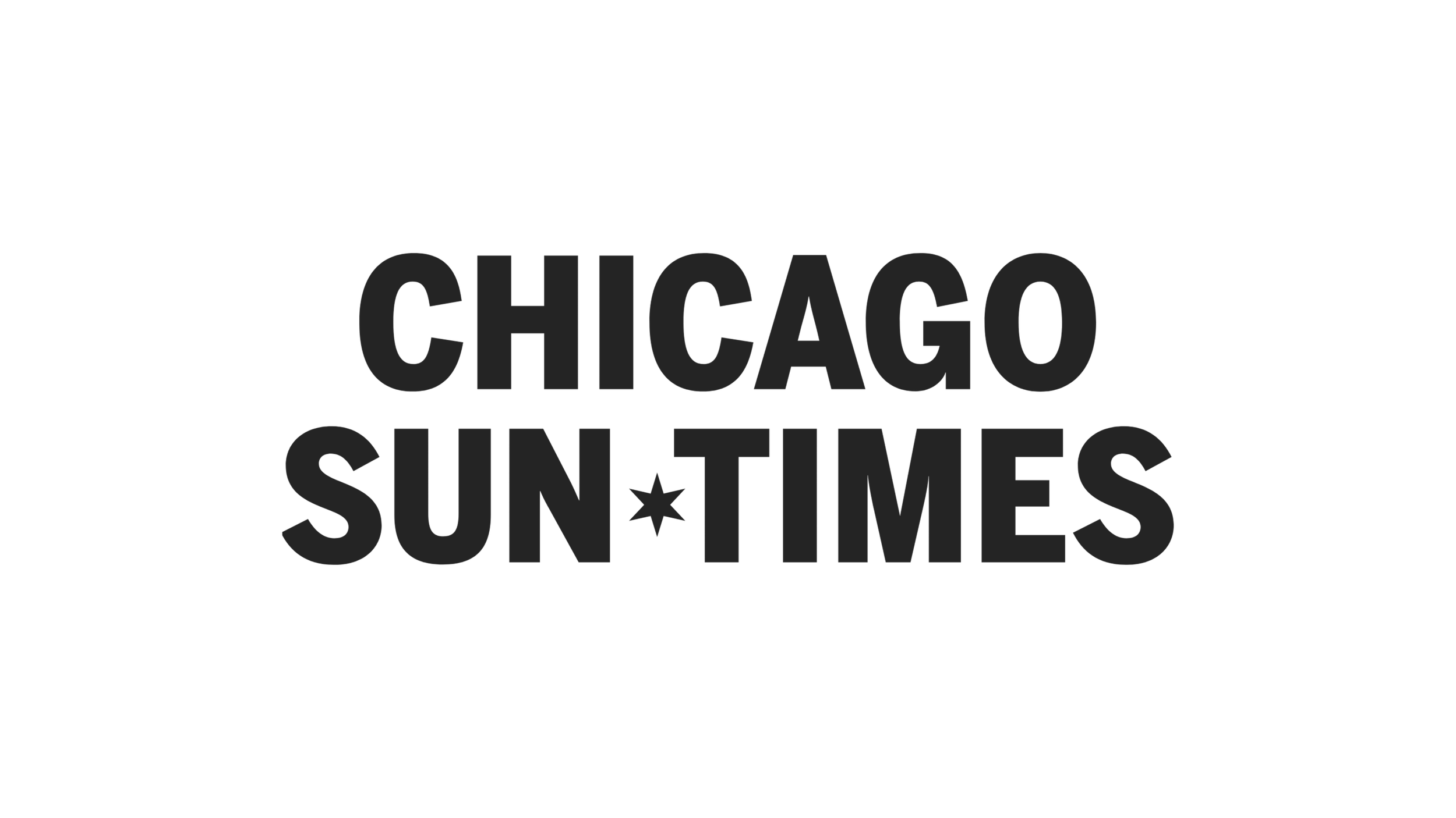 Logo of Chicago Sun-Times with black background, large gray text, and a star in between 'SUN' and 'TIMES'.