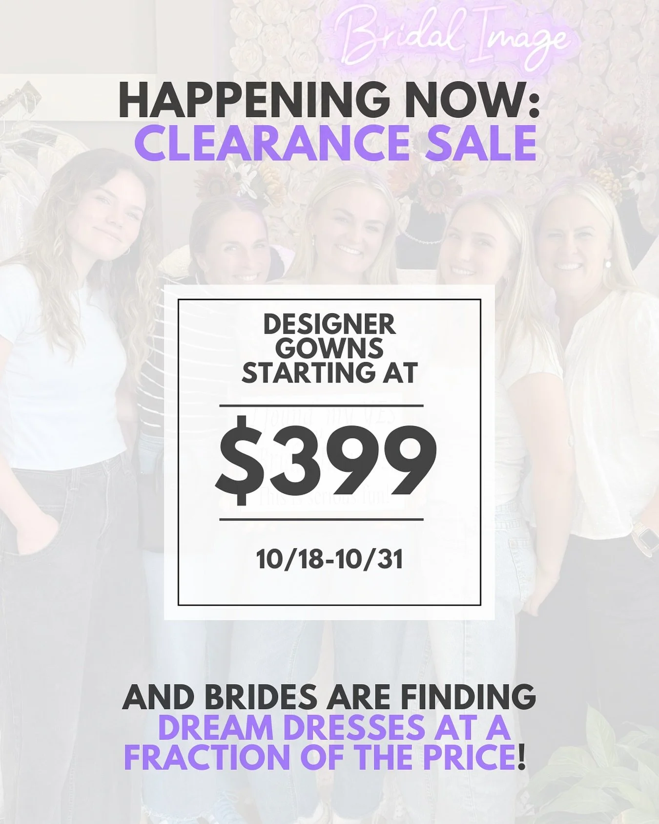 ✨CLEARANCE SALE ALERT! 💍

Designer bridal gowns starting at just $399 &mdash; yes, really!

Find the one for less now through October 31st at Bridal Image when you reserve your appointment through the link in our bio! 🤍💓

✨ Beautiful designer gown