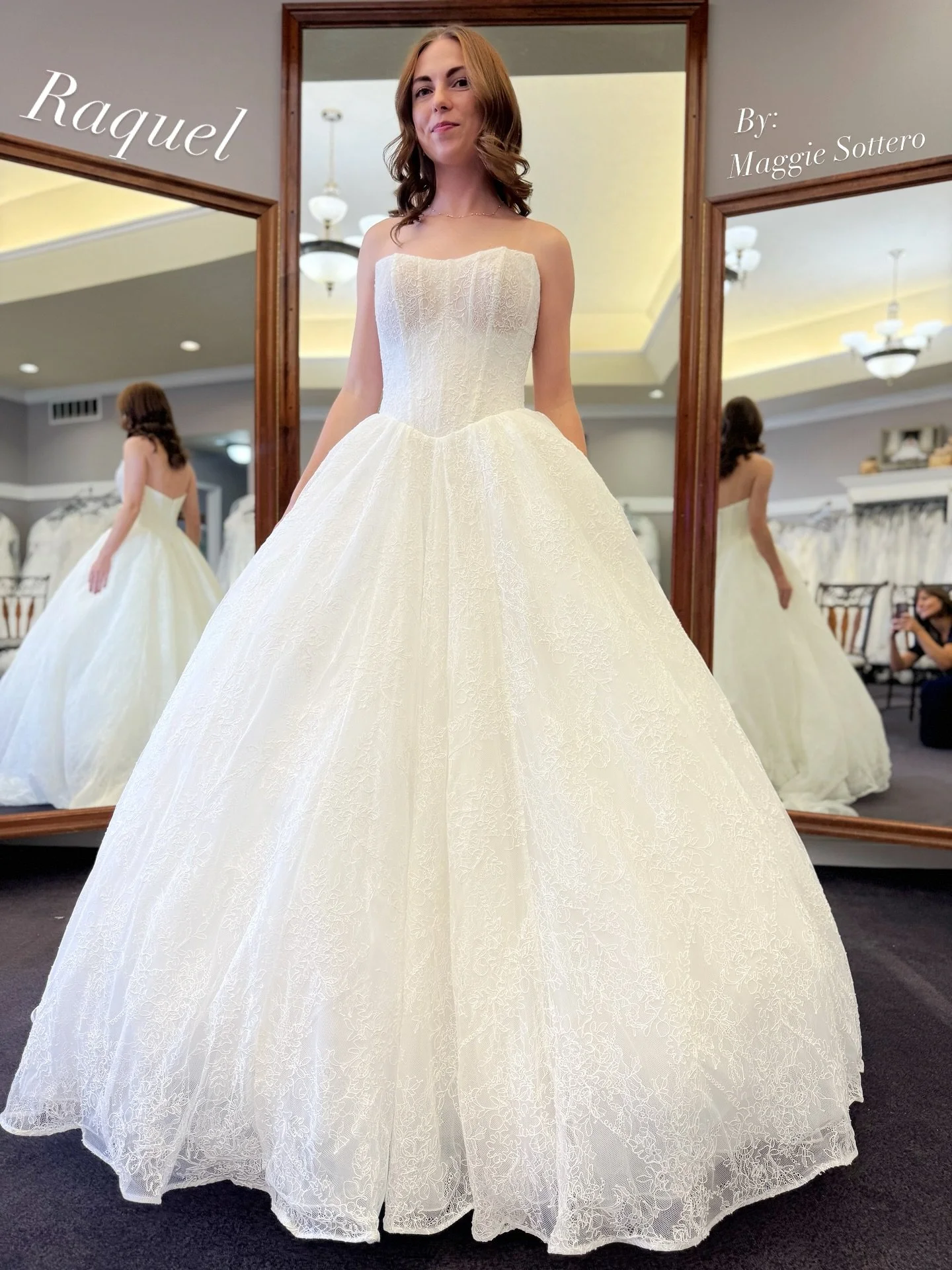 If you&rsquo;re obsessed with that vintage, romantic vibe ✨&mdash; this Chantilly lace ballgown is the one. 
Think dreamy layers, soft lace, and those dainty bodice details that make you feel straight out of an old love story. 🕰️💕
Love @maggiesotte