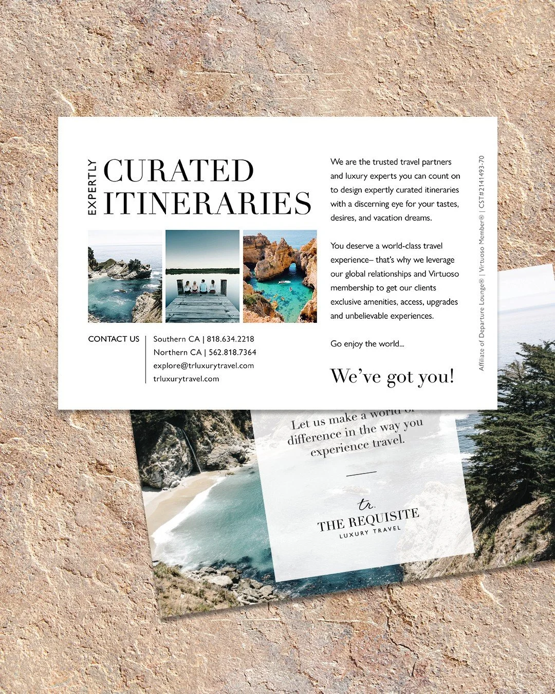 Postcard design &amp; copywriting for TR Luxury Travel. 👩&zwj;💻 Keeping marketing collateral on-brand is one of my favorite jobs! 

#graphicdesign #branding #brandinspiration #travelcompanydesigner