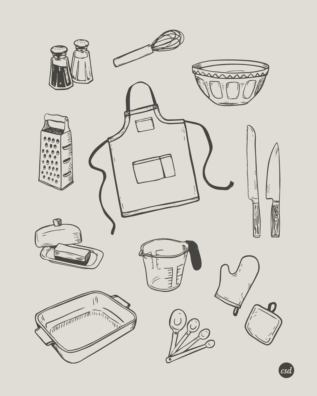 Day 6 of my 7-day design challenge | More hand-drawn illustrations! Oof I ran out of time today and squeezed this in by grabbing some more drawings off my ipad to make into vectors in Illustrator. This little kitchen set needs a bit more refining, bu