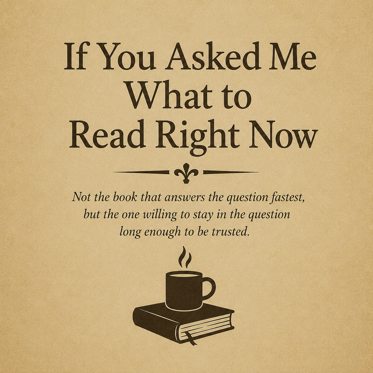 If you asked me what to read…