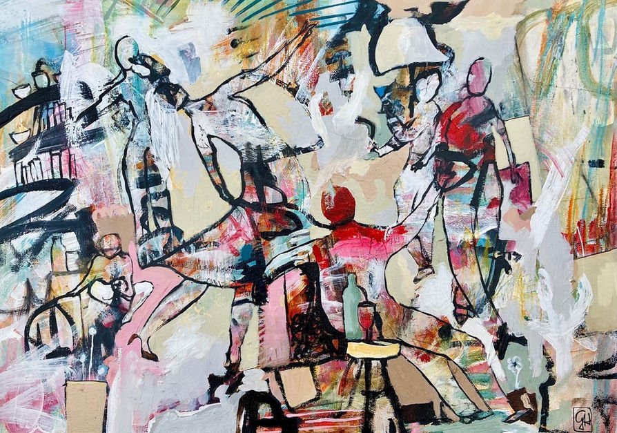 In The Livingroom
2022
Acrylic, wax crayon on canvas
18 x 24 in / 46 x 61 cm
Private collection