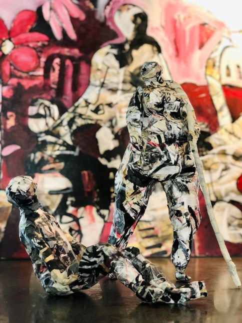 Incidentally
Two-figure sculpture, paper, glue, tape, painting scraps
14 x 26 in / 91 x 91 cm
2023