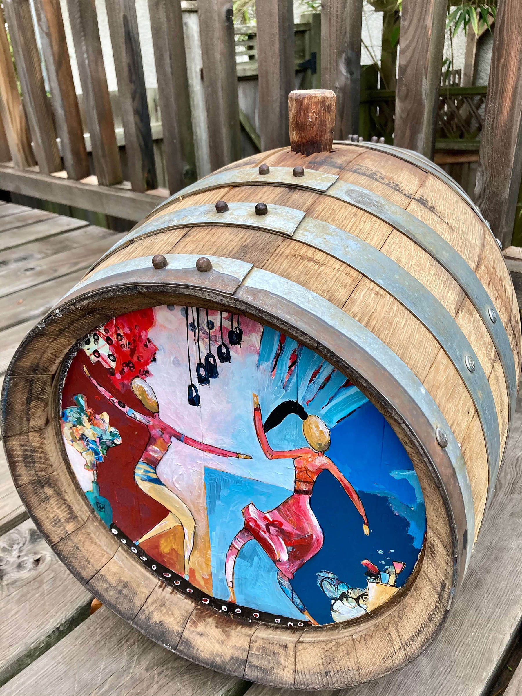 Acrylic on Whiskey barrel
2020
Private collection