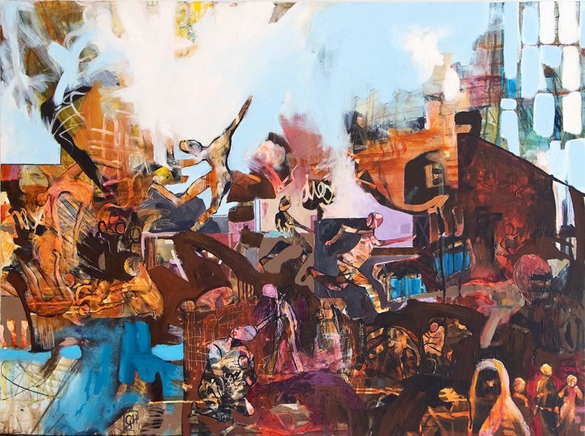 The Event
2022
Acrylic, wax crayon on canvas
36 x 48 in / 91 x 122 cm