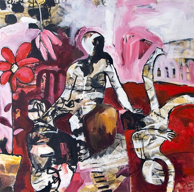 Storied Red
2021
Acrylic, wax crayon on canvas
36 x 36 in / 91 x 91 cm