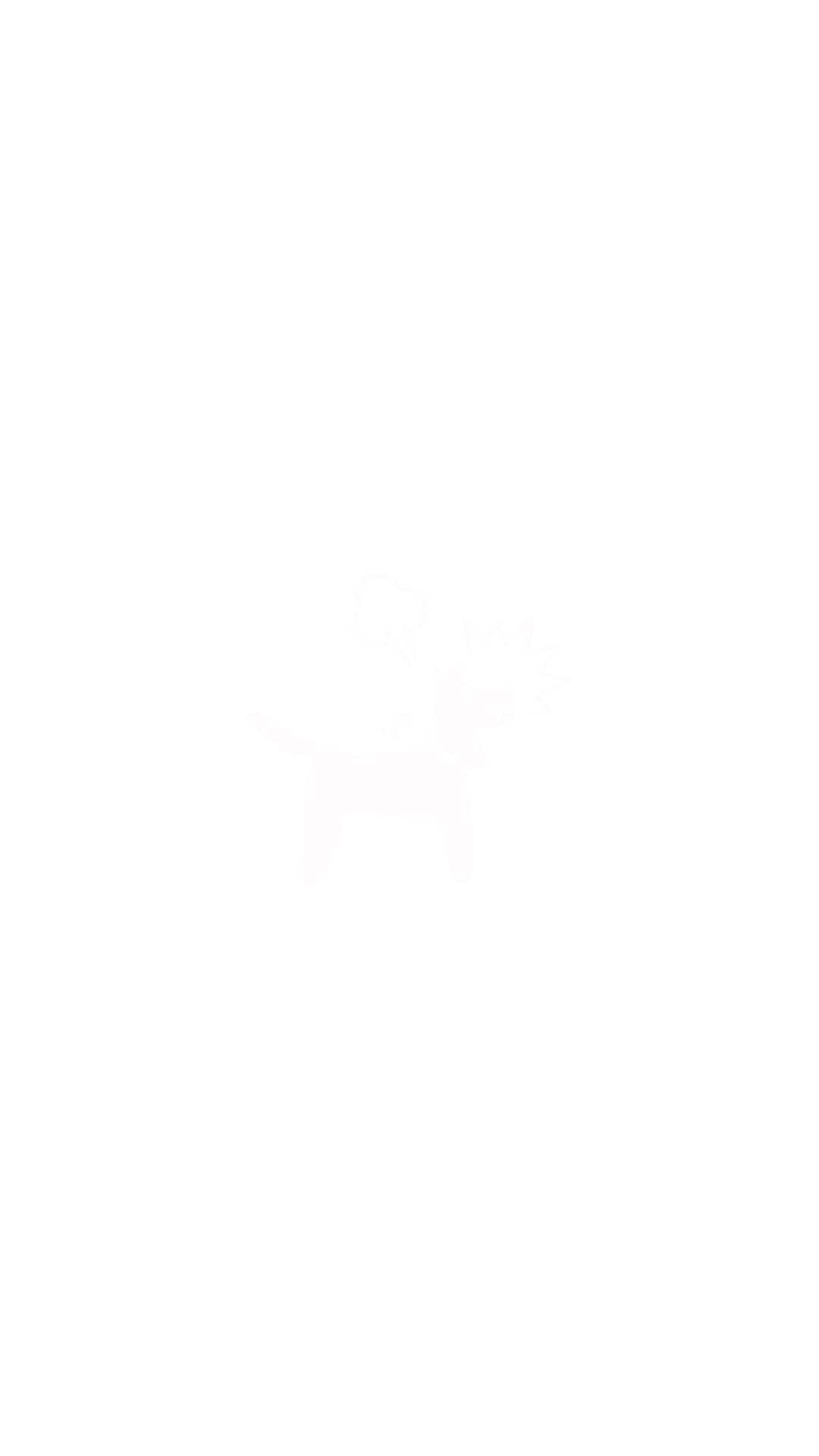 Black background with a white cartoon angry dog growling, with steam coming out of its nose and stress lines around its head.