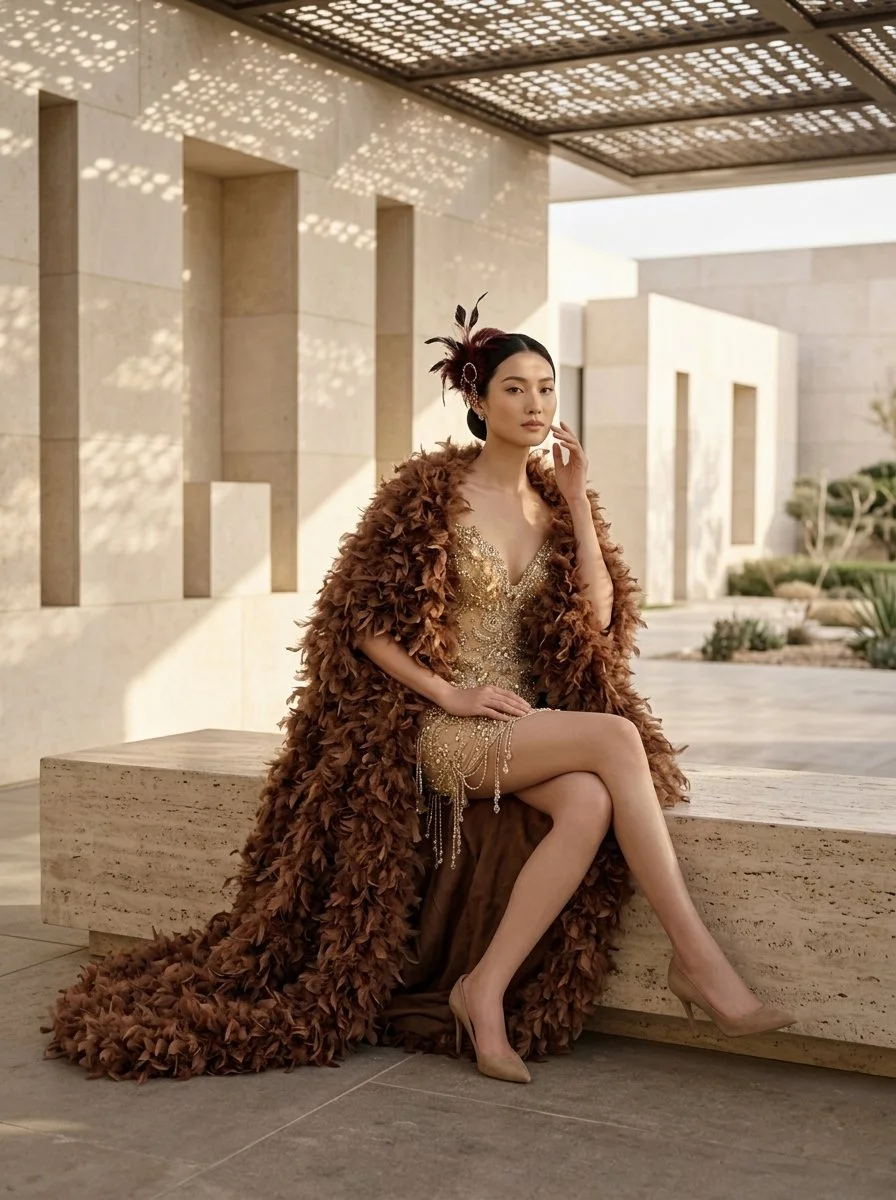 Model_sitting_on_stone_bench_202608051713.jpeg
