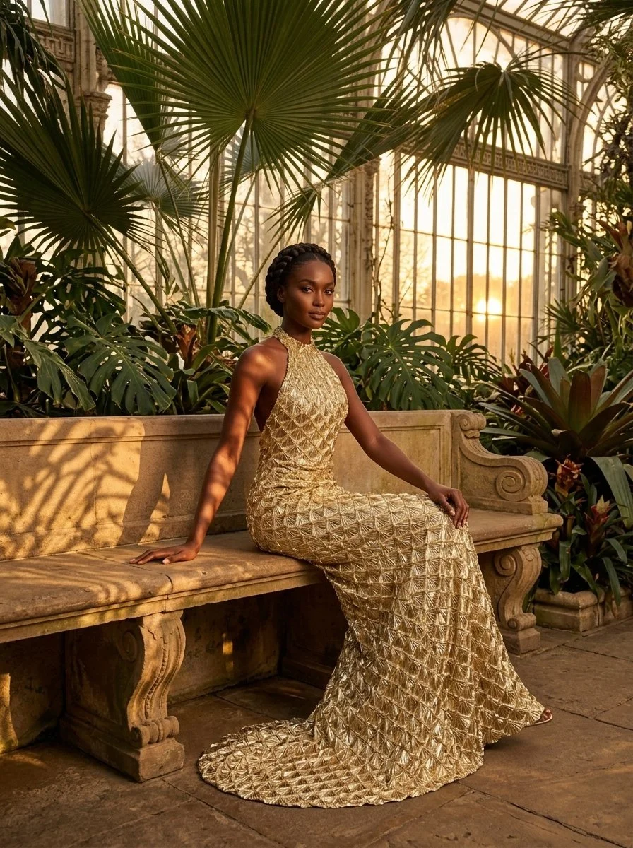 Model_sitting_on_stone_bench_202608051738.jpeg