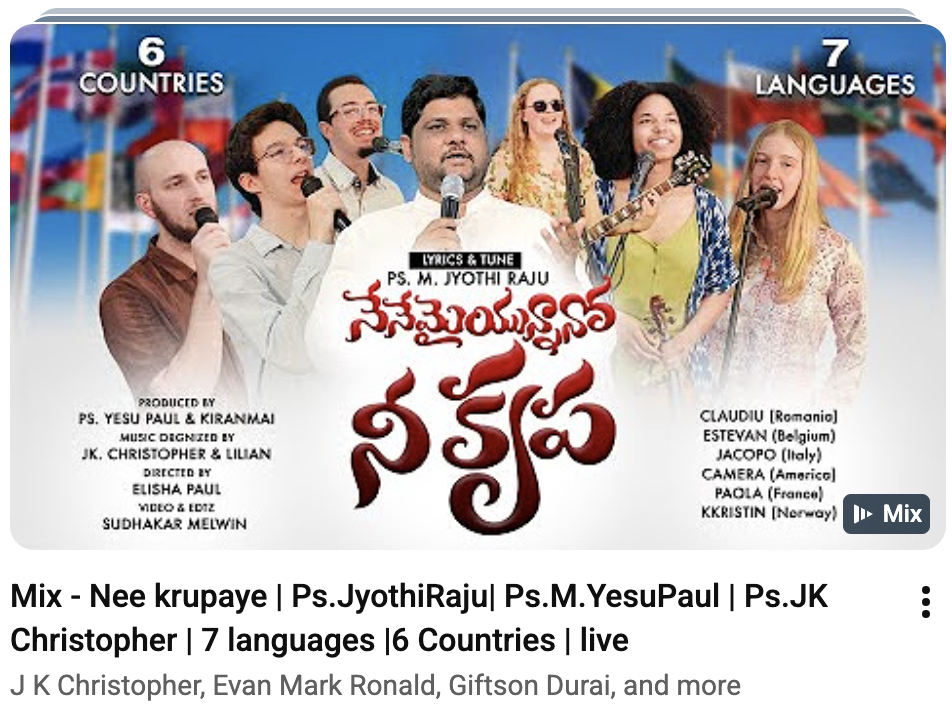 Youtube Link to Worship in Telugu and 6 other languages