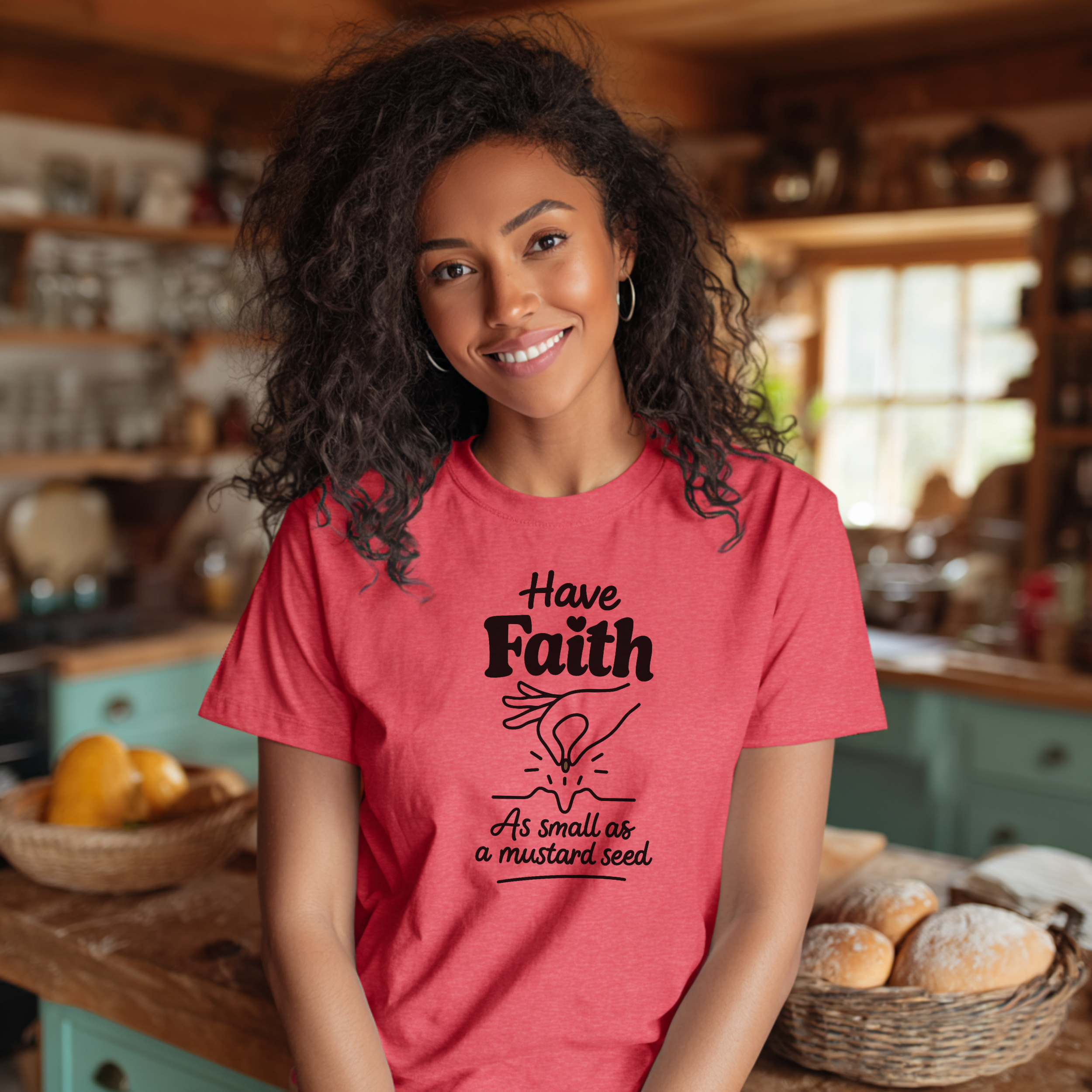 Mustard Seed Faith Christian T-Shirt |  Matthew 17:20 Tee | Soft Cotton Bible Verse Shirt | Faith Over Fear Apparel