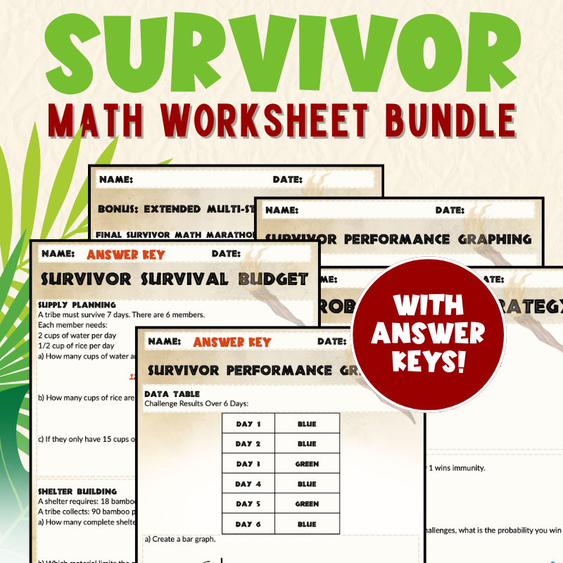 Survivor | Math Challenge Packet