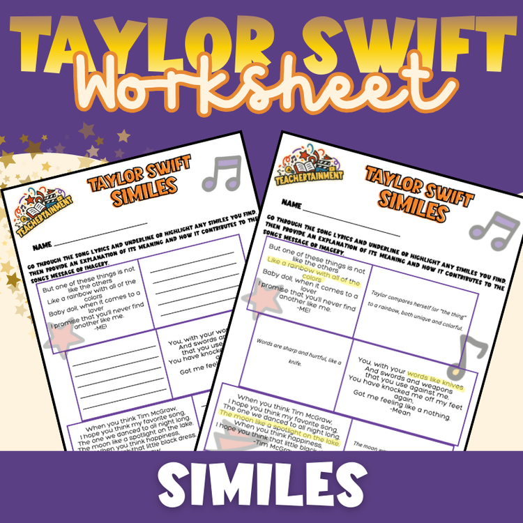 Taylor Swift – Similes | Worksheet (Upper Elementary)