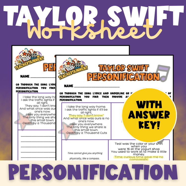 Taylor Swift – Personification | Worksheet (Upper Elementary)