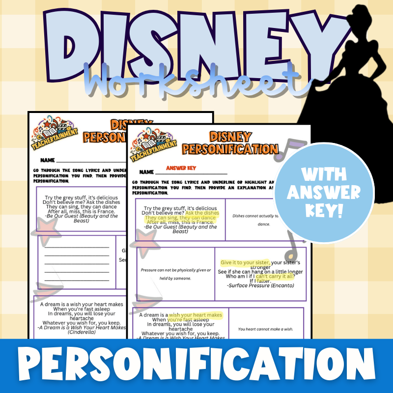 Disney – Personification | Worksheet (ELA) — Teachertainment