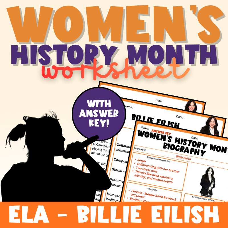 Women’s History Month | Billie Eilish Biography Worksheet