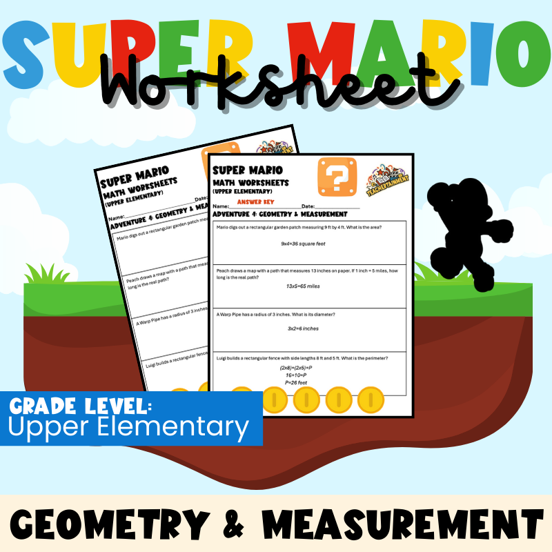 Super Mario – Geometry & Measurement | Worksheet (Upper Elementary)