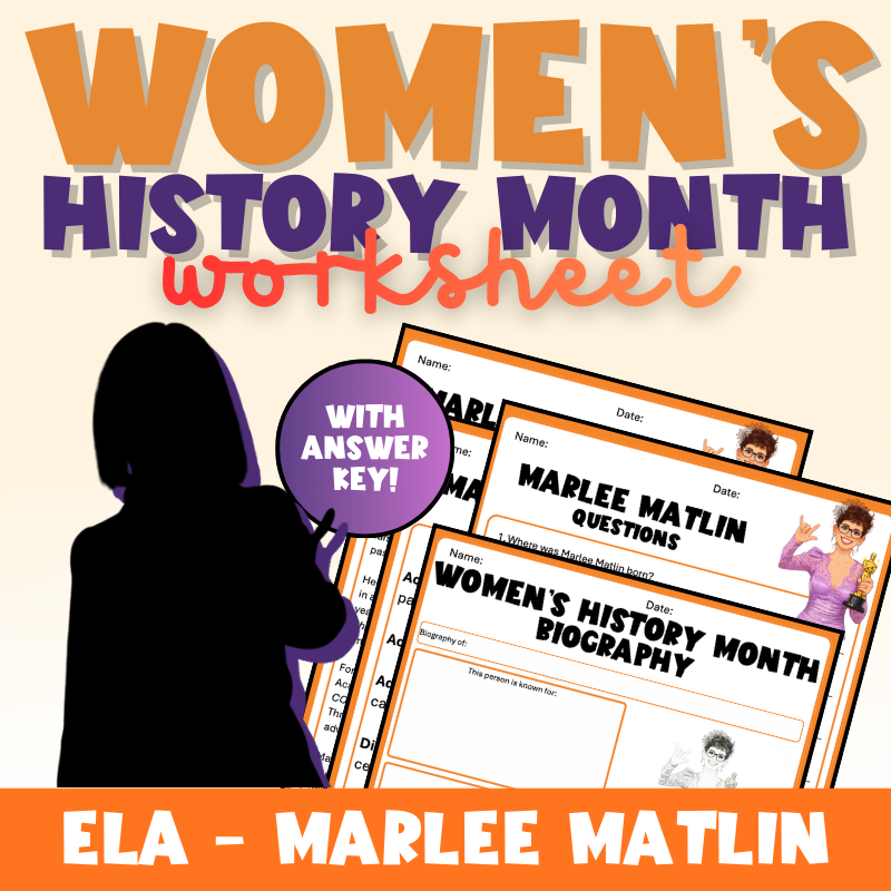 Women’s History Month | Marlee Matlin Biography Worksheet