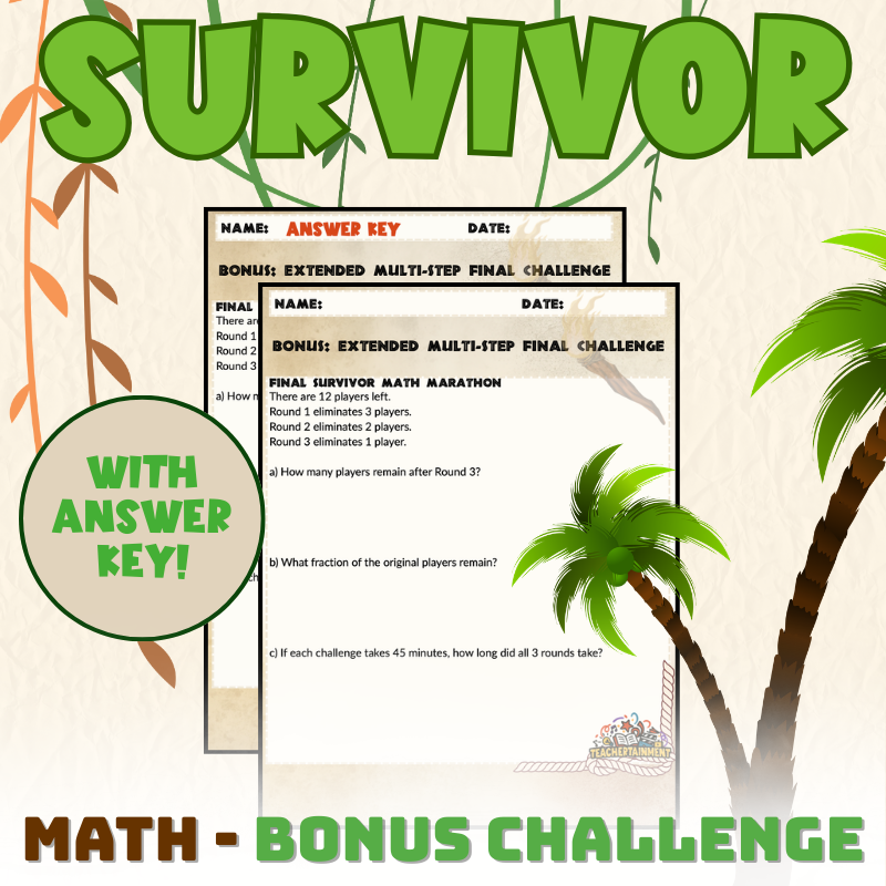 Survivor | Bonus Challenge Math Worksheet