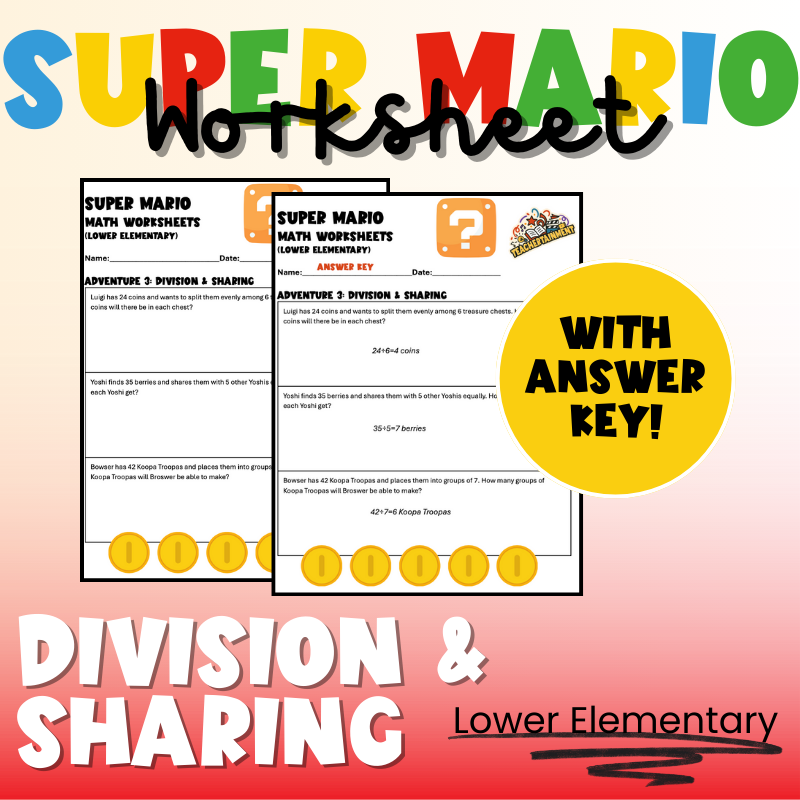 Super Mario – Division & Sharing | Worksheet (Lower Elementary)