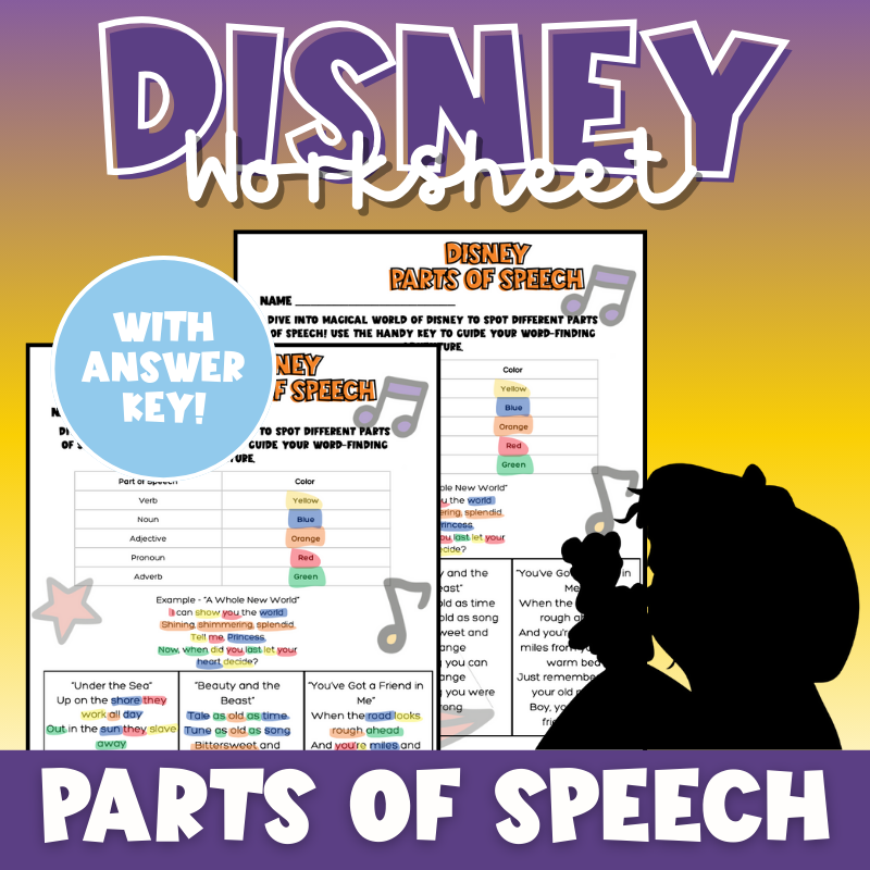 Disney – Parts of Speech | Worksheet (ELA)