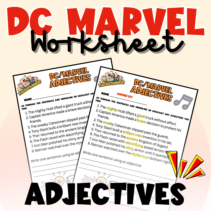 DC/Marvel – Adjectives | Worksheet (Upper Elementary)