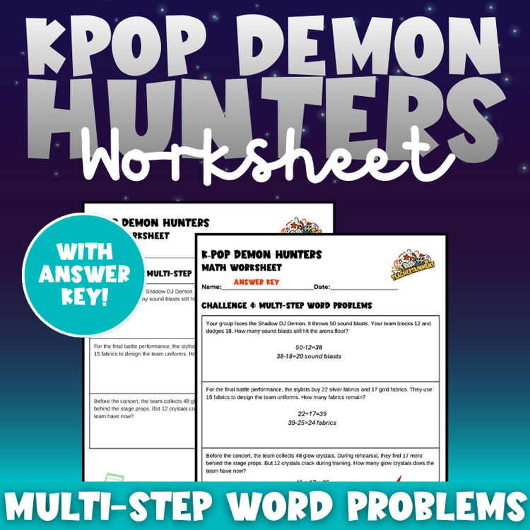 K-Pop Demon Hunters – Math, Multi-Step Word Problems | Worksheet (Elementary)