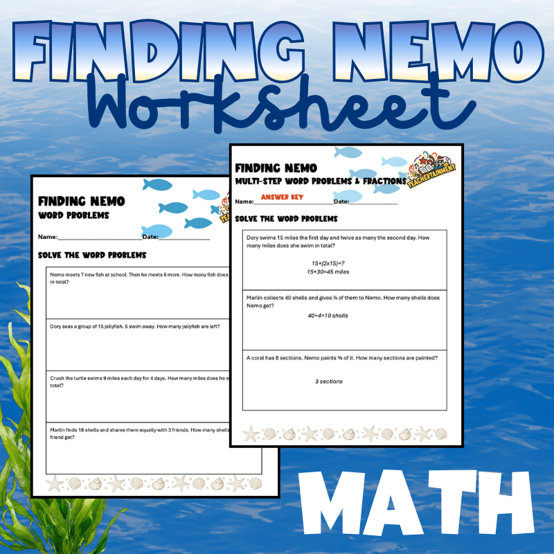 Finding Nemo Math | Worksheet (Lower Elementary)