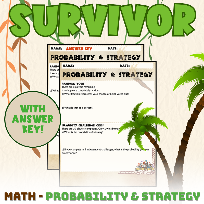 Survivor | Probability & Strategy Math Worksheet