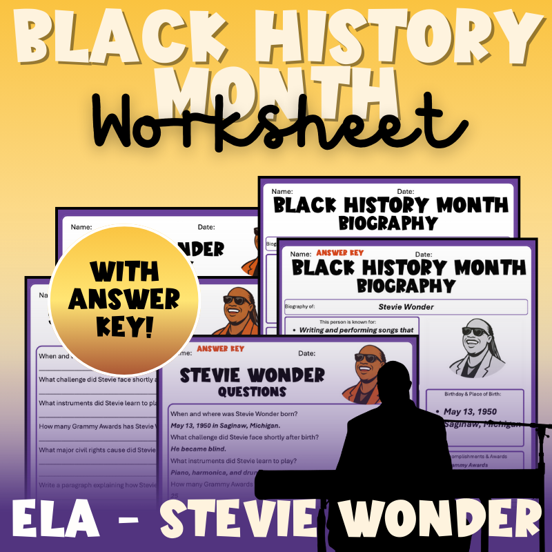 Black History Month | Stevie Wonder Worksheets