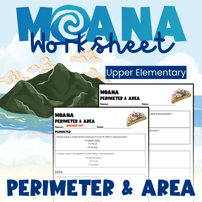 Moana – Perimeter & Area Worksheet (Upper Elementary)